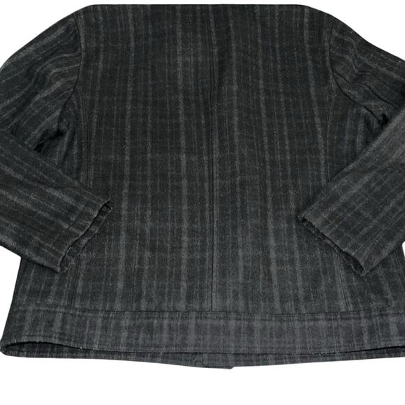 UEC Alfani Fitted Wool Black Gray Plaid Full Zip Collared Jacket Coat SZ XL - Picture 5 of 10
